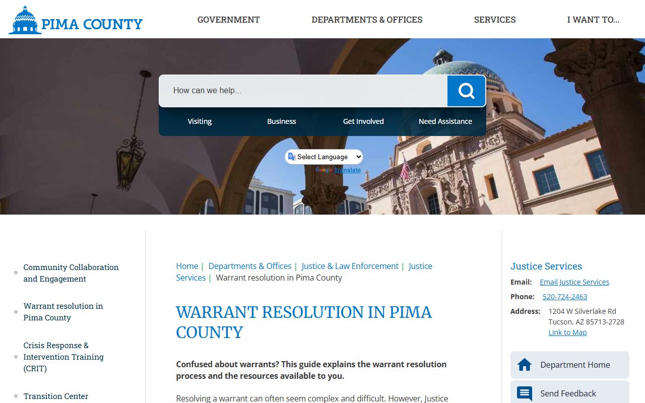 Pima County court records after arrest warrant resolution instructions